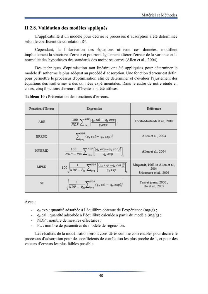Modélisation de l\'adsorption de métaux lourds sur une argile brute algérienne
