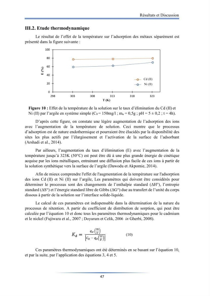 Modélisation de l\'adsorption de métaux lourds sur une argile brute algérienne