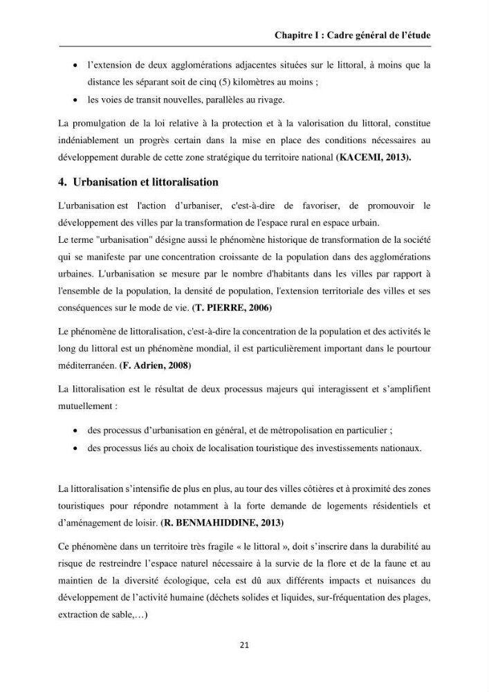 Apport de la télédétection et des SIG pour surveiller la trajectoire urbaine des communes côtières de la baie d\'Alger: