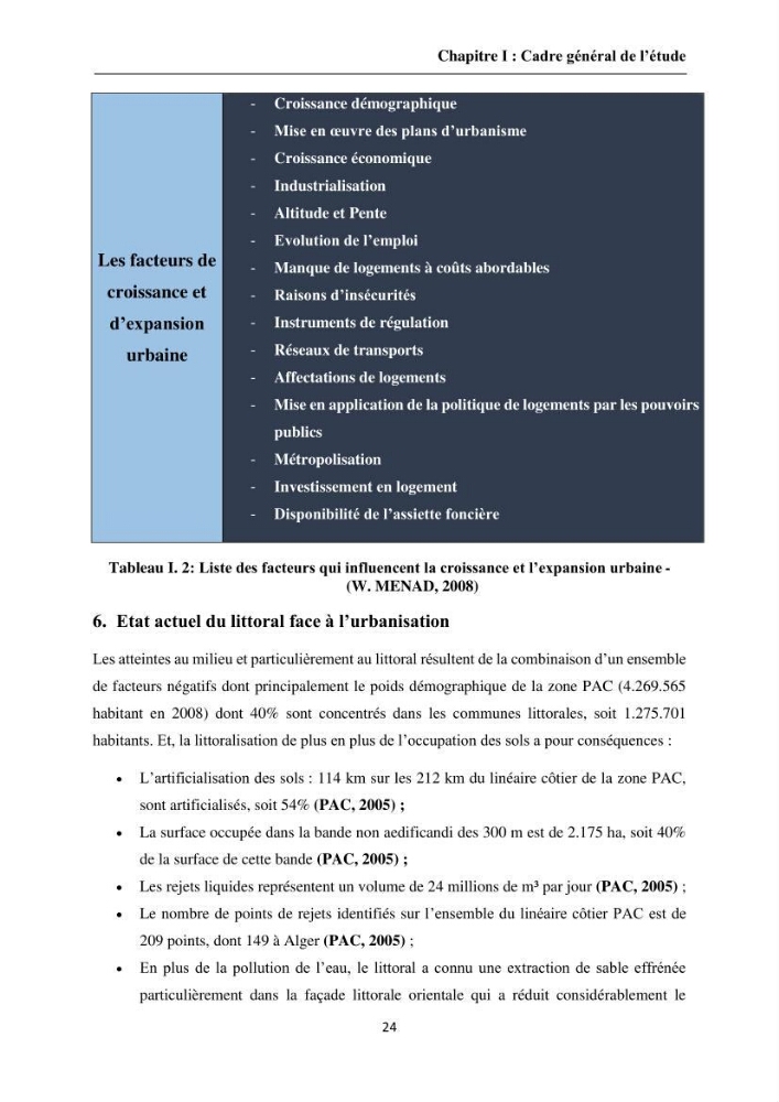 Apport de la télédétection et des SIG pour surveiller la trajectoire urbaine des communes côtières de la baie d\'Alger: