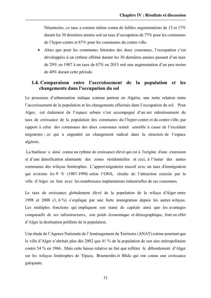 Apport de la télédétection et des SIG pour surveiller la trajectoire urbaine des communes côtières de la baie d\'Alger: