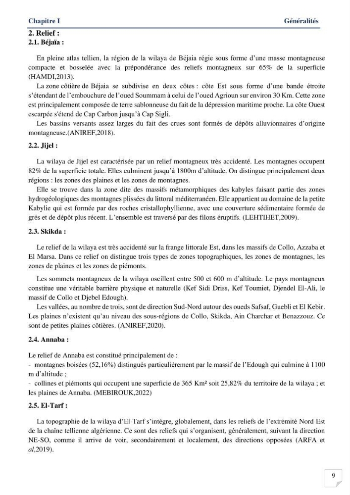 Analyses de vulnérabilité de la biodiversité aux impacts anthropiques de la côte Est Algérienne.