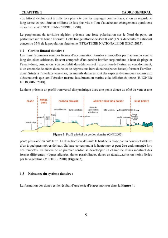 Impact de l\'expansion urbaine sur la degradation des dunes côtières dans la region ouest d\'Alger