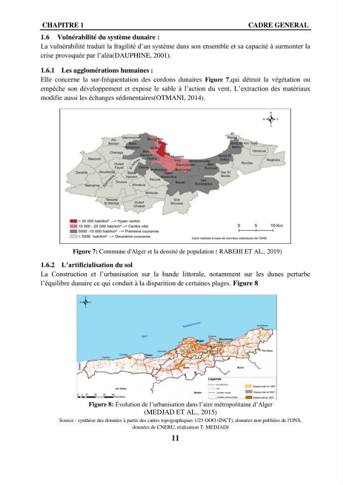 Impact de l\'expansion urbaine sur la degradation des dunes côtières dans la region ouest d\'Alger