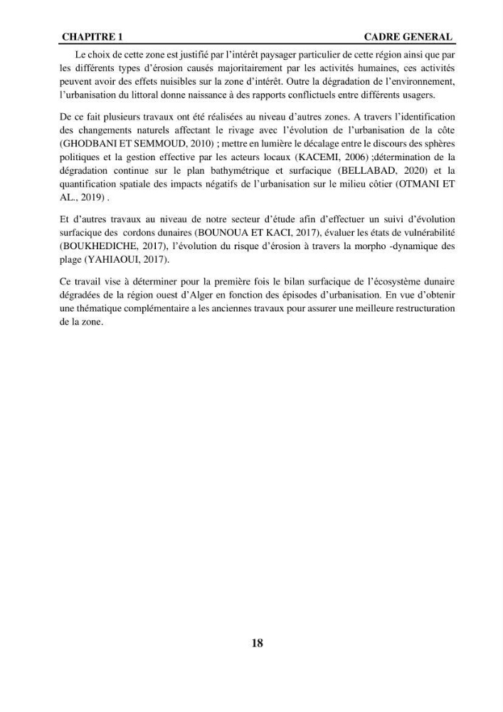 Impact de l\'expansion urbaine sur la degradation des dunes côtières dans la region ouest d\'Alger