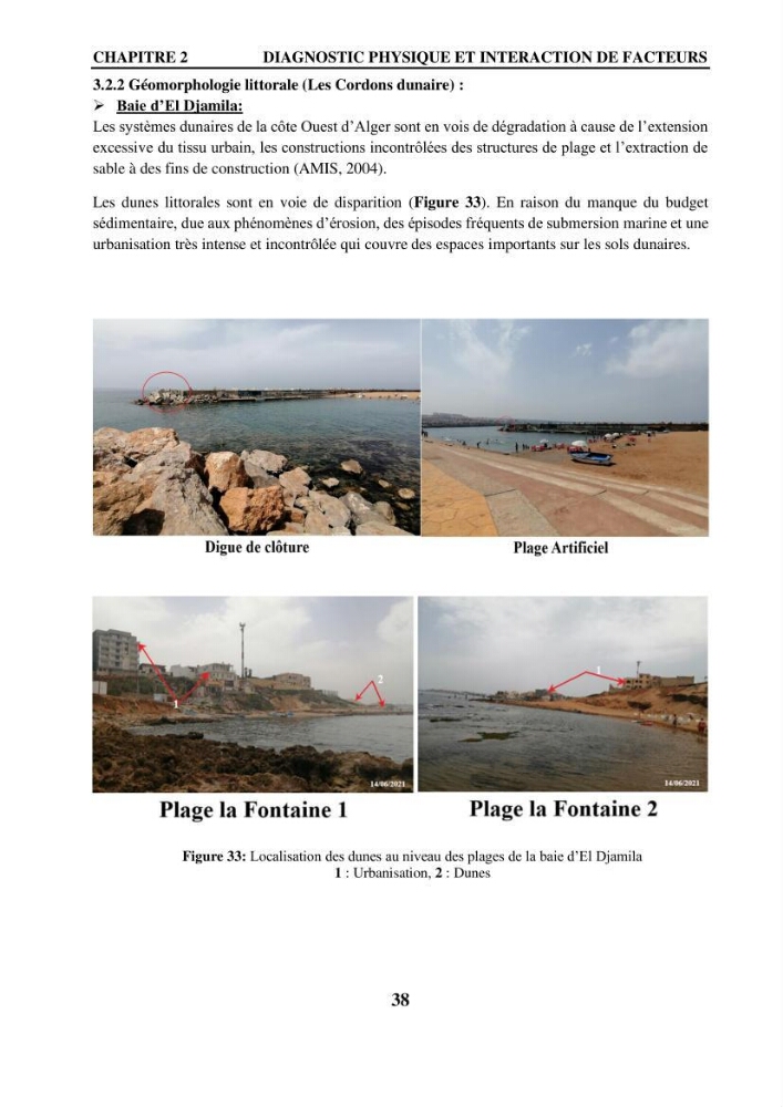 Impact de l\'expansion urbaine sur la degradation des dunes côtières dans la region ouest d\'Alger