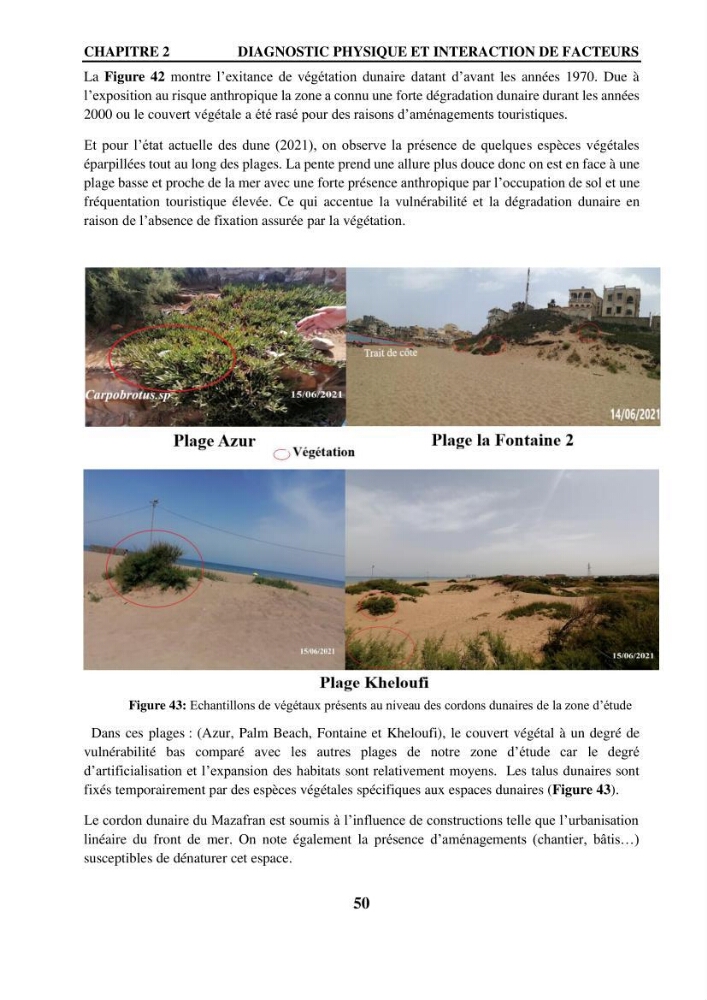 Impact de l\'expansion urbaine sur la degradation des dunes côtières dans la region ouest d\'Alger