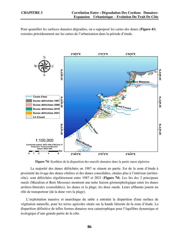 Impact de l\'expansion urbaine sur la degradation des dunes côtières dans la region ouest d\'Alger
