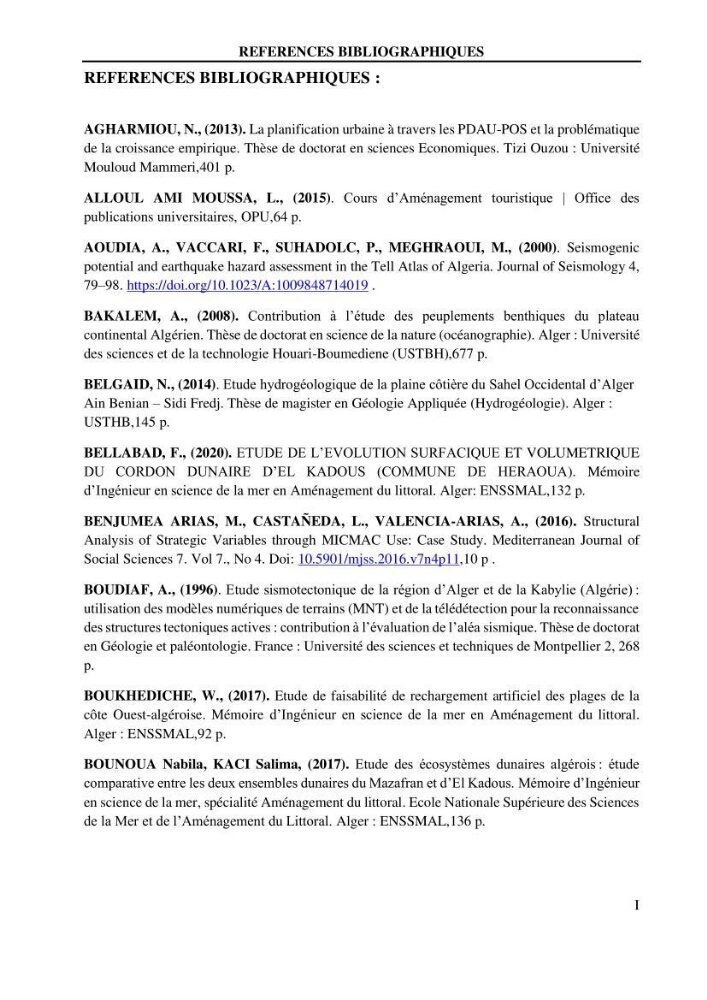 Impact de l\'expansion urbaine sur la degradation des dunes côtières dans la region ouest d\'Alger