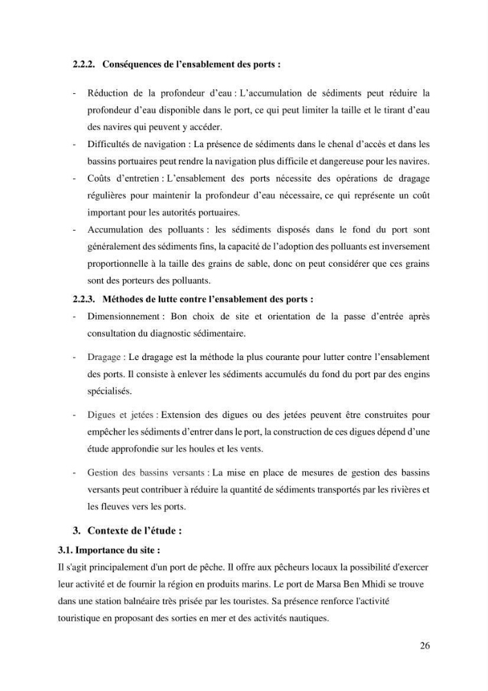 Ensablement du port de Marsa Ben M’Hidi (W. de Tlemcen) Etude hydro-sédimentaire et solutions