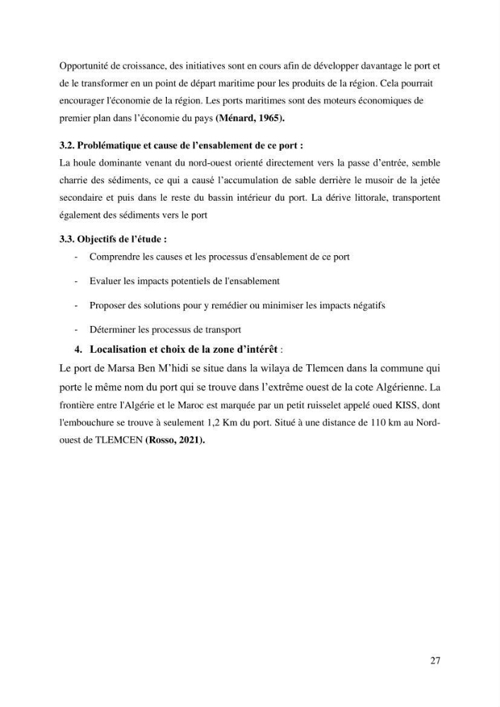 Ensablement du port de Marsa Ben M’Hidi (W. de Tlemcen) Etude hydro-sédimentaire et solutions