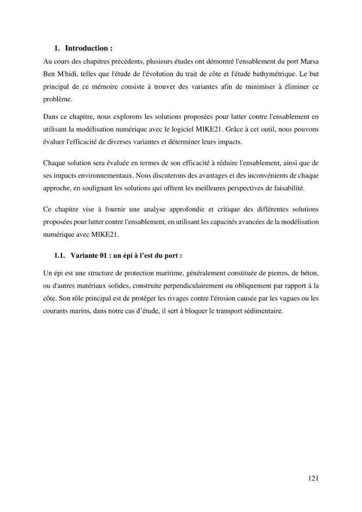 Ensablement du port de Marsa Ben M’Hidi (W. de Tlemcen) Etude hydro-sédimentaire et solutions