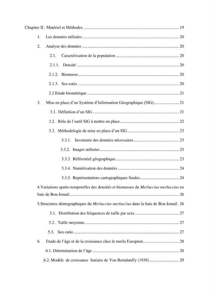 Utilisation d’un SIG (Système d’Information Géographique) dans un modèle de distribution d’une espèce: le cas de Merluccius merluccius (Linnaeus, 1758); le merlu européen de la baie de Bou-Ismail