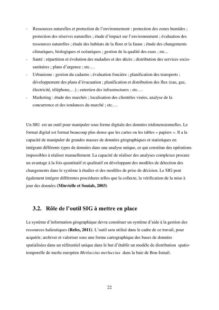 Utilisation d’un SIG (Système d’Information Géographique) dans un modèle de distribution d’une espèce: le cas de Merluccius merluccius (Linnaeus, 1758); le merlu européen de la baie de Bou-Ismail