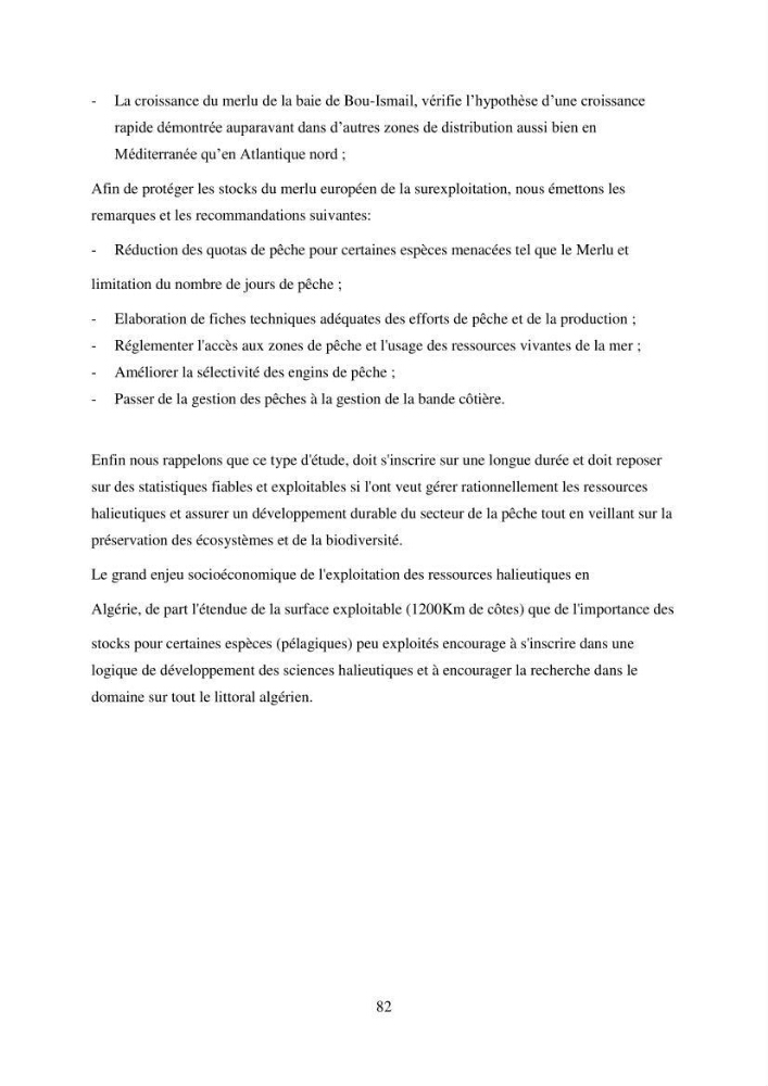 Utilisation d’un SIG (Système d’Information Géographique) dans un modèle de distribution d’une espèce: le cas de Merluccius merluccius (Linnaeus, 1758); le merlu européen de la baie de Bou-Ismail