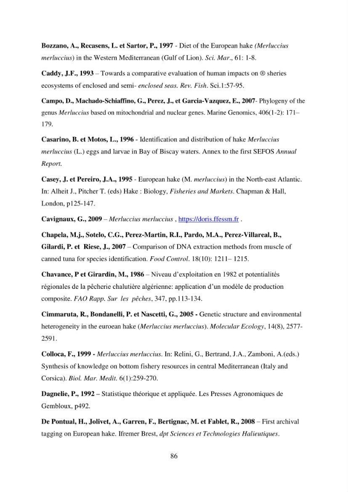 Utilisation d’un SIG (Système d’Information Géographique) dans un modèle de distribution d’une espèce: le cas de Merluccius merluccius (Linnaeus, 1758); le merlu européen de la baie de Bou-Ismail