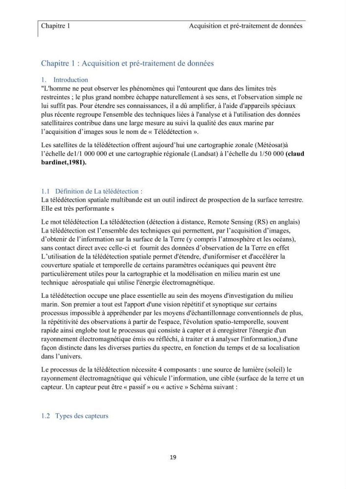 Apport de la télédétection multi spectrale des eaux littorales turbides Pour l’étude de la chlorophylle et la qualité des eaux marines Le long de la cote algérienne (Ouest)