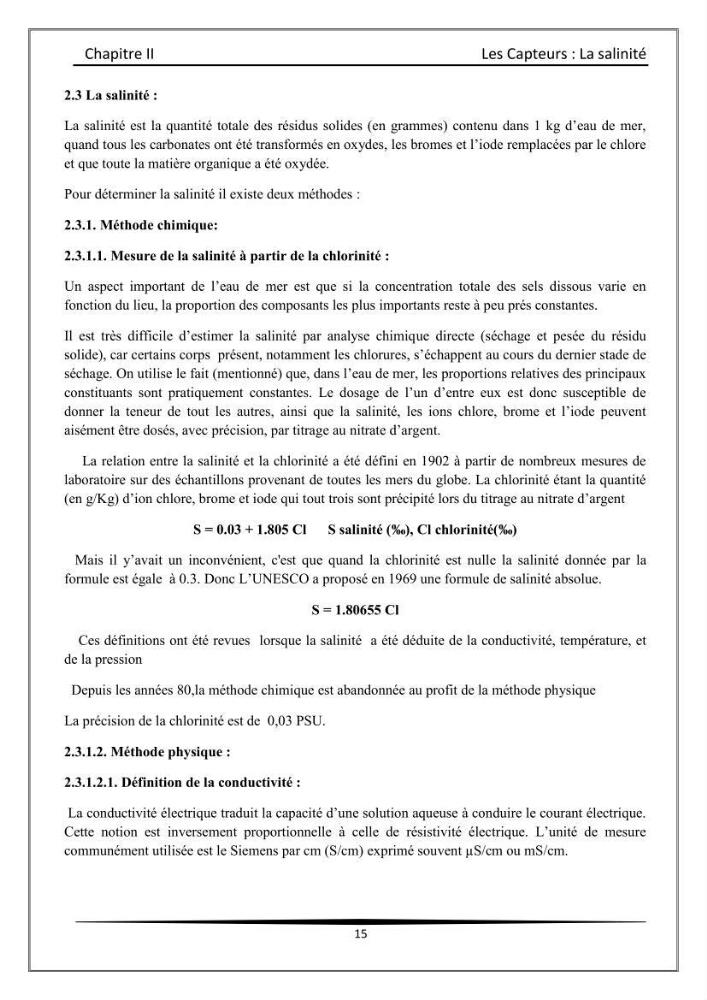 Les instrumests et les équipements utilisés en océanographie physique