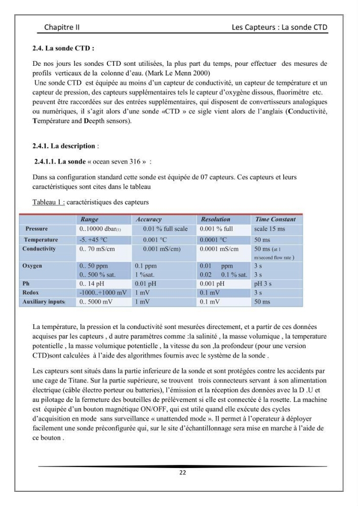 Les instrumests et les équipements utilisés en océanographie physique