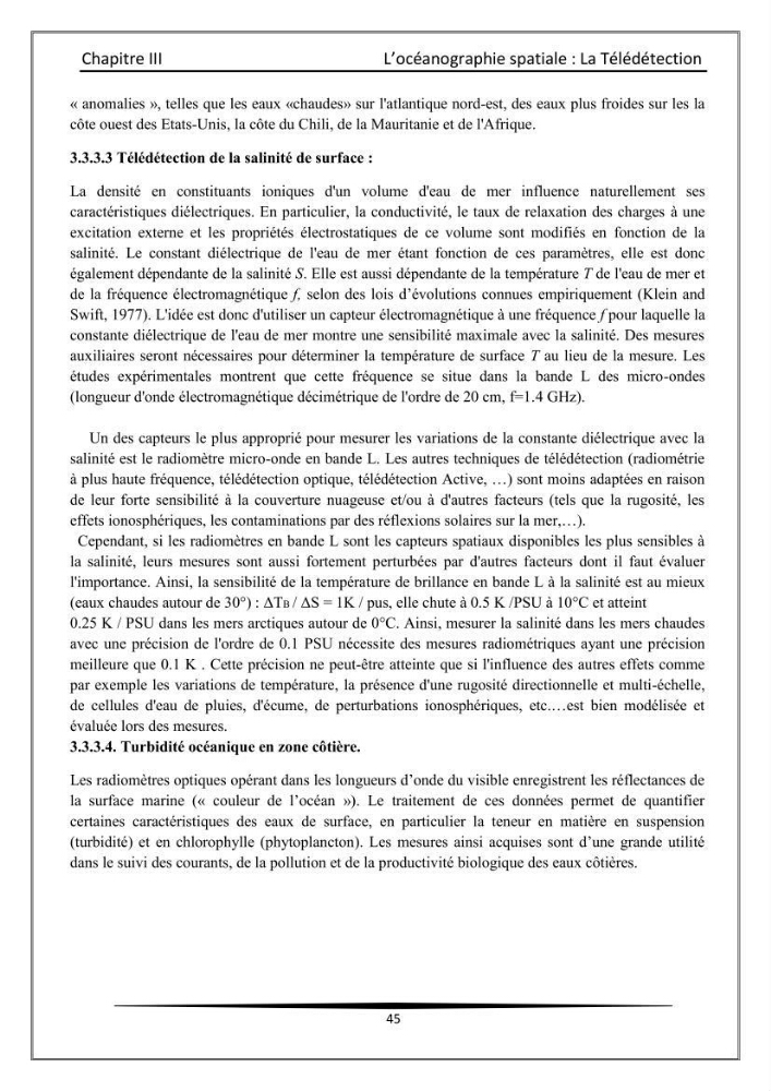 Les instrumests et les équipements utilisés en océanographie physique