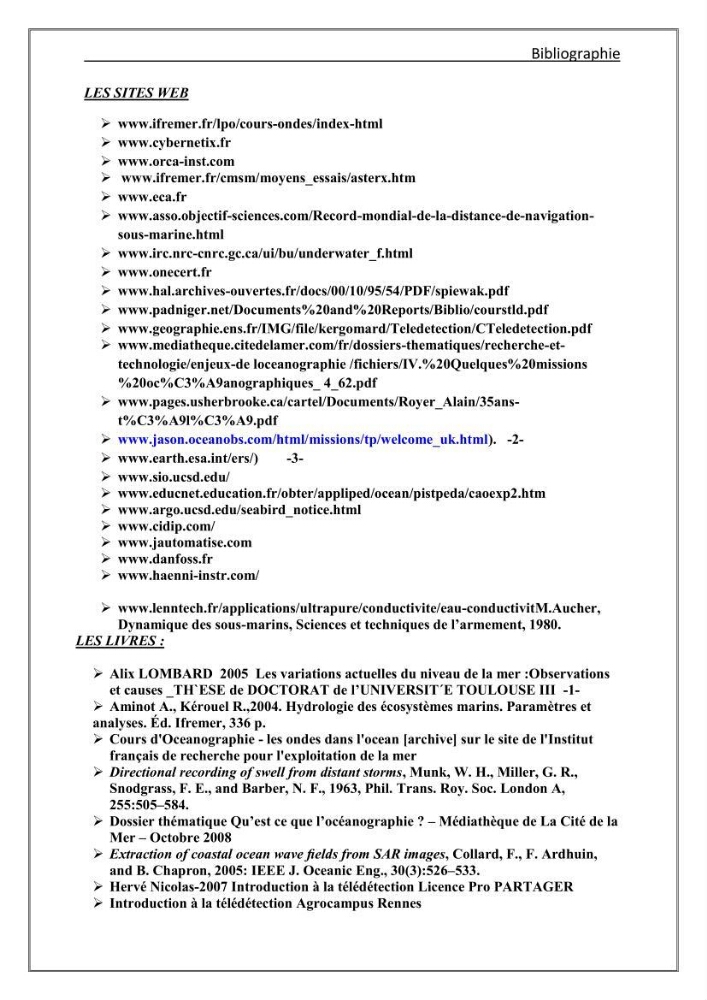 Les instrumests et les équipements utilisés en océanographie physique