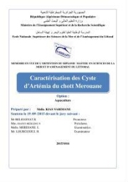Caractérisation des cyste d'Artémia du chott Merouane: