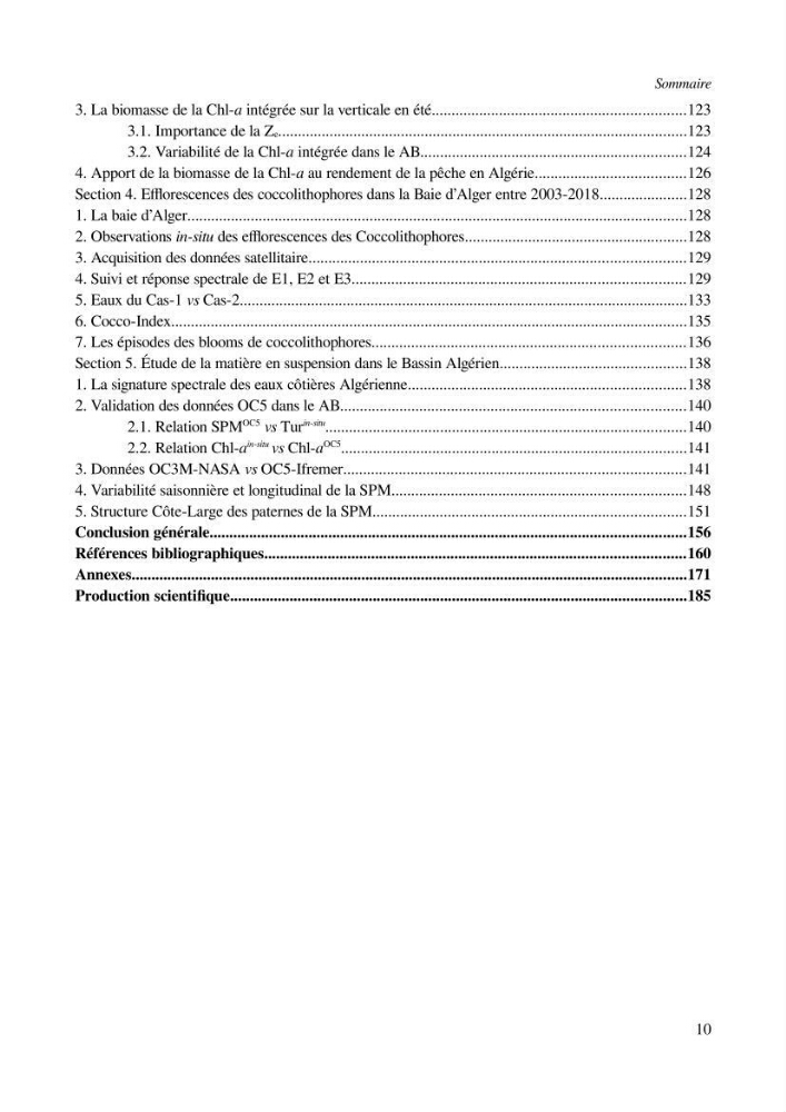 Etude par télédétection et mesures in situ des efflorescences algales et de la matière en suspension dans le Bassin Algérien
