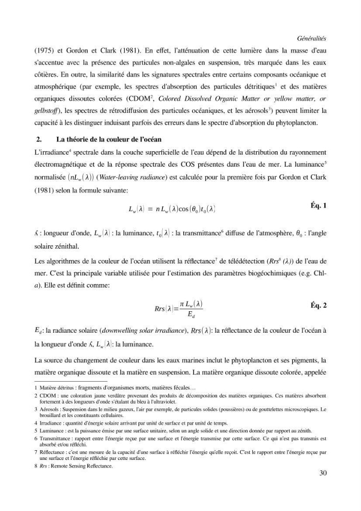 Etude par télédétection et mesures in situ des efflorescences algales et de la matière en suspension dans le Bassin Algérien