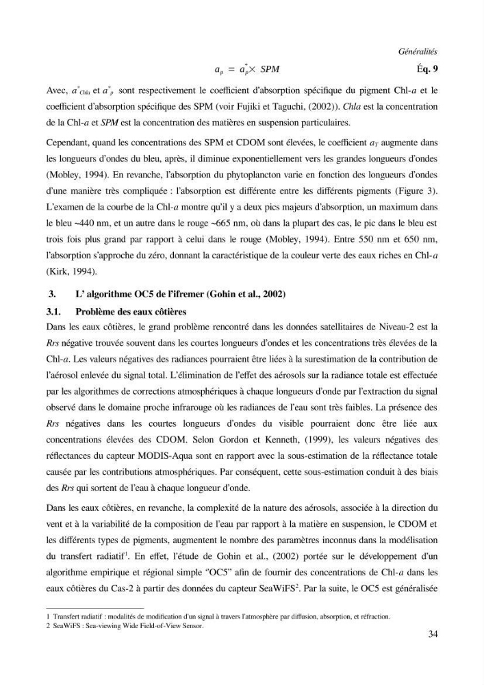 Etude par télédétection et mesures in situ des efflorescences algales et de la matière en suspension dans le Bassin Algérien