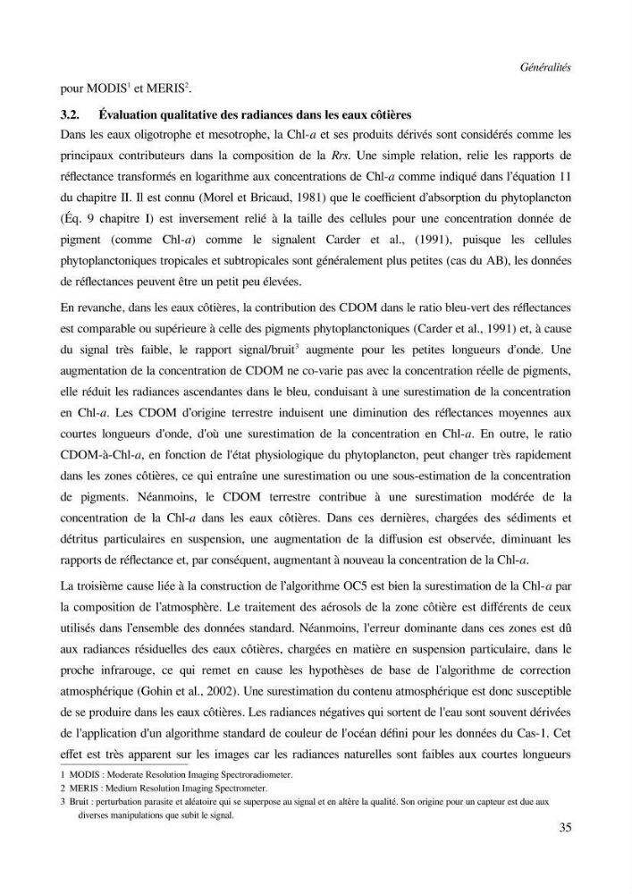Etude par télédétection et mesures in situ des efflorescences algales et de la matière en suspension dans le Bassin Algérien