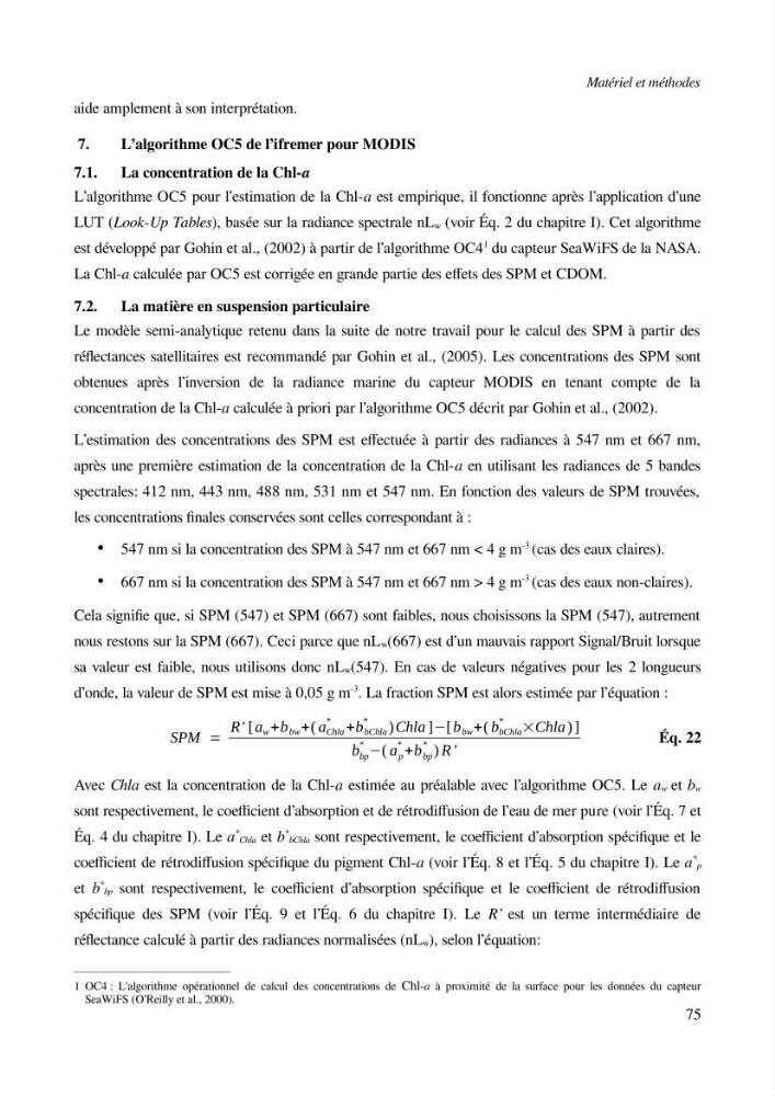 Etude par télédétection et mesures in situ des efflorescences algales et de la matière en suspension dans le Bassin Algérien