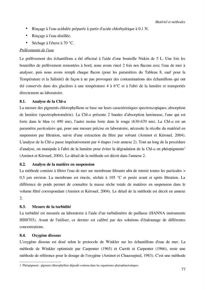 Etude par télédétection et mesures in situ des efflorescences algales et de la matière en suspension dans le Bassin Algérien