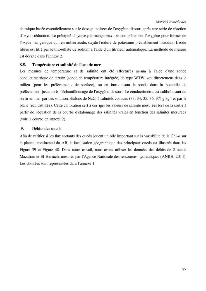 Etude par télédétection et mesures in situ des efflorescences algales et de la matière en suspension dans le Bassin Algérien