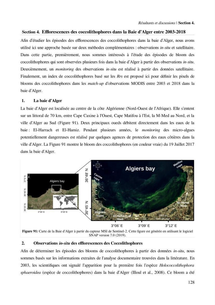 Etude par télédétection et mesures in situ des efflorescences algales et de la matière en suspension dans le Bassin Algérien