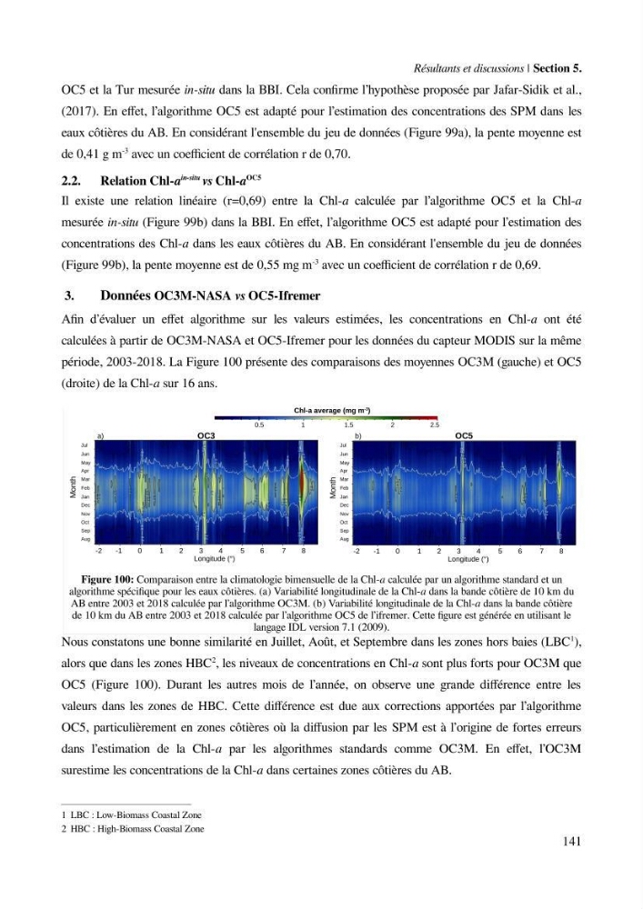 Etude par télédétection et mesures in situ des efflorescences algales et de la matière en suspension dans le Bassin Algérien