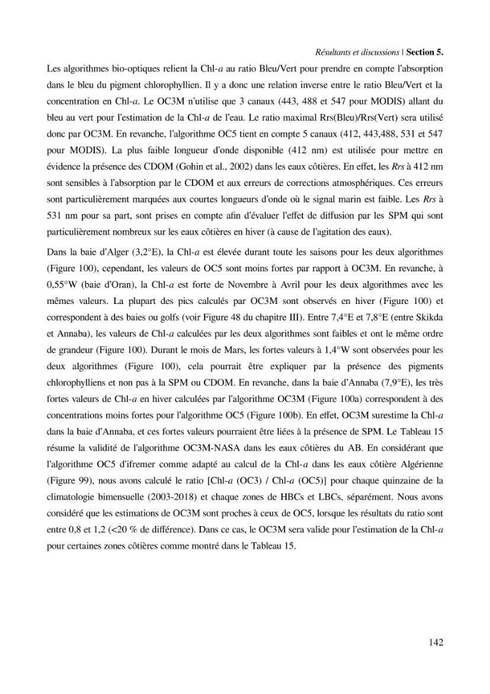 Etude par télédétection et mesures in situ des efflorescences algales et de la matière en suspension dans le Bassin Algérien