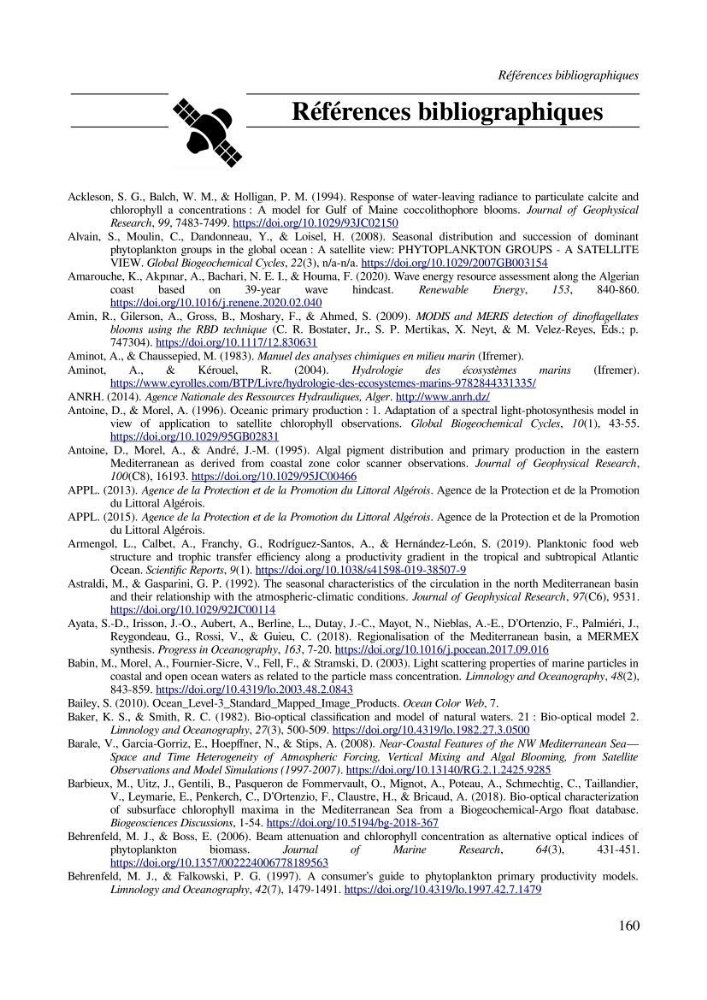 Etude par télédétection et mesures in situ des efflorescences algales et de la matière en suspension dans le Bassin Algérien