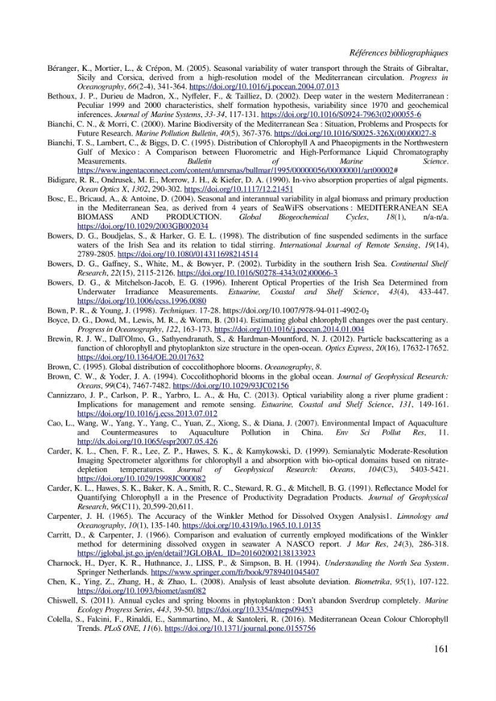 Etude par télédétection et mesures in situ des efflorescences algales et de la matière en suspension dans le Bassin Algérien