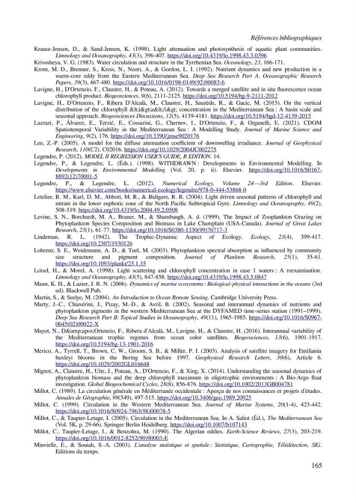 Etude par télédétection et mesures in situ des efflorescences algales et de la matière en suspension dans le Bassin Algérien