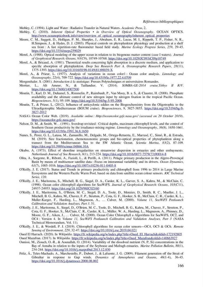 Etude par télédétection et mesures in situ des efflorescences algales et de la matière en suspension dans le Bassin Algérien