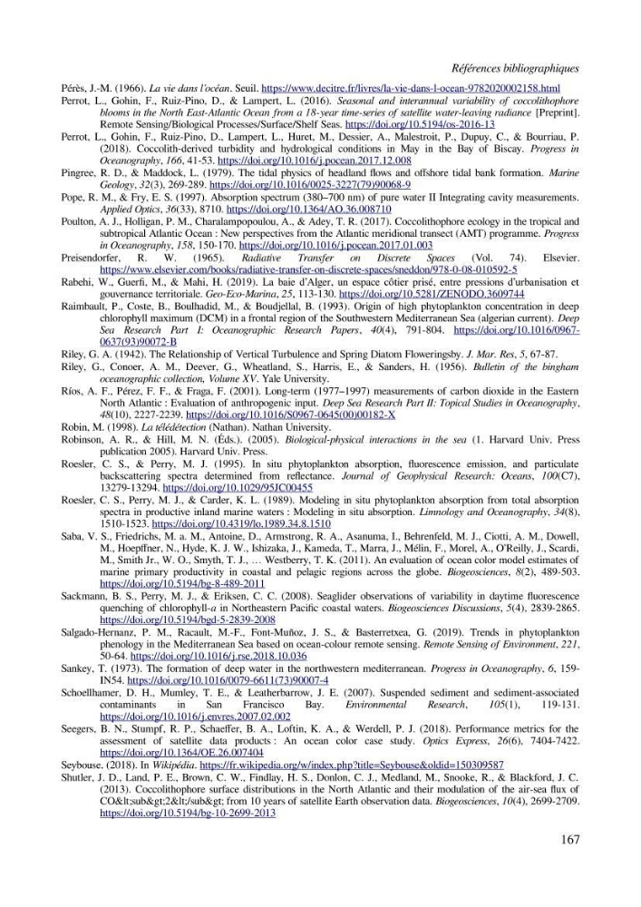 Etude par télédétection et mesures in situ des efflorescences algales et de la matière en suspension dans le Bassin Algérien