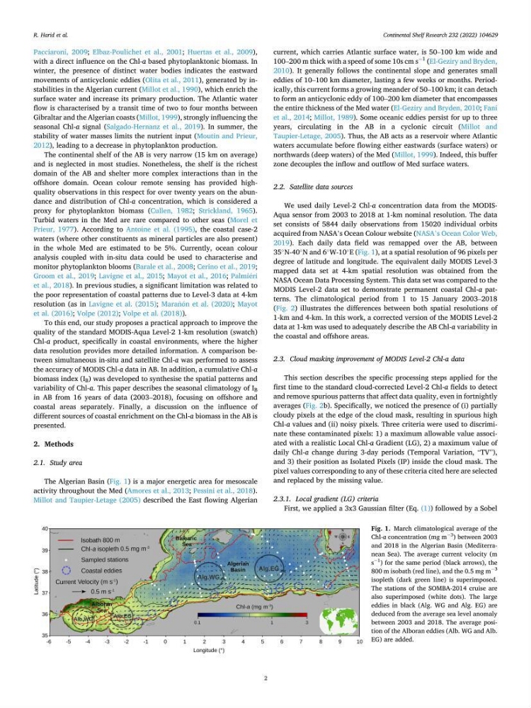 Etude par télédétection et mesures in situ des efflorescences algales et de la matière en suspension dans le Bassin Algérien