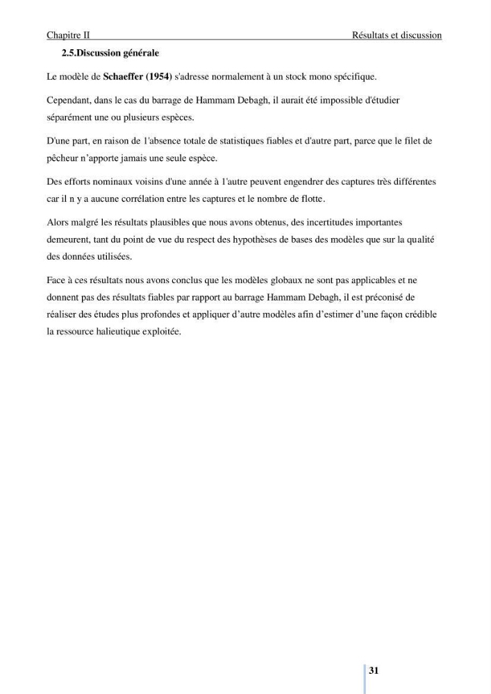 Evaluation de la ressource halieutique au barrage hammam Debagh de la wilaya de Guelma:
