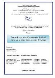 Extraction et identification des lipides à partir de la chair des poissons d'élevage: