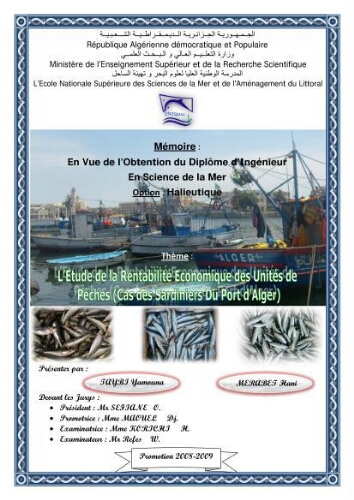 L'étude de la rentabilité économique des unités de pêche (cas des sardiniers du port d'alger): L'étude de la rentabilité économique des unités de pêche (cas des sardiniers du port d'alger):