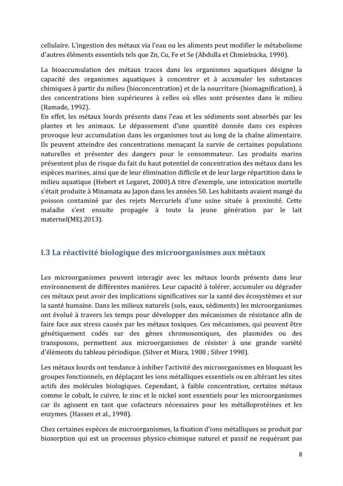 L’interaction des micro-organismes avec des métaux et Etude de faisabilité des biocapteurs pour la surveillance environnementale des eaux côtières
