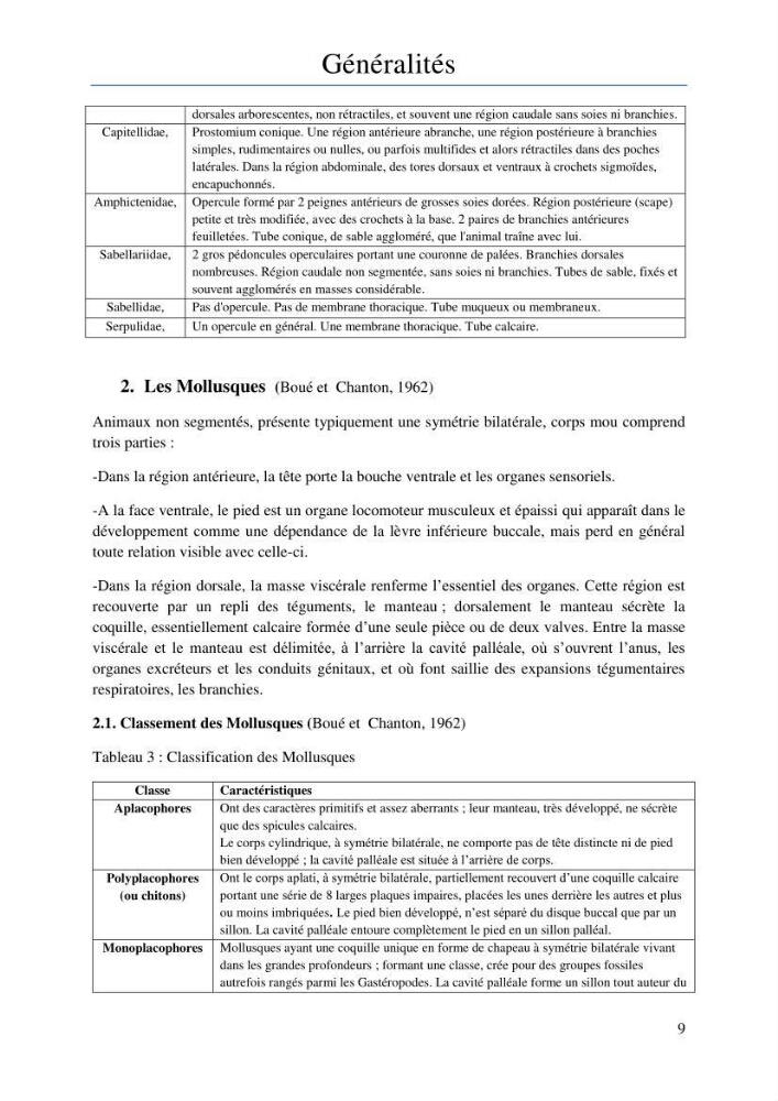 Initiation à la taxonomie des peuplements macrozoobenthiques du secteur centre et ouest de la côte Algérienne