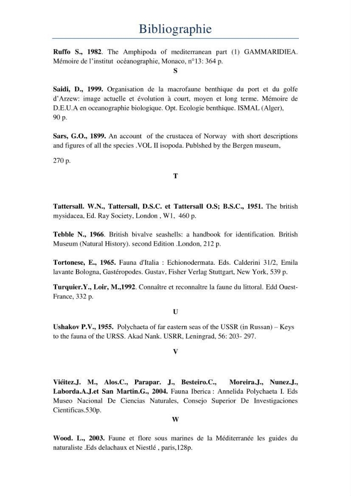 Initiation à la taxonomie des peuplements macrozoobenthiques du secteur centre et ouest de la côte Algérienne