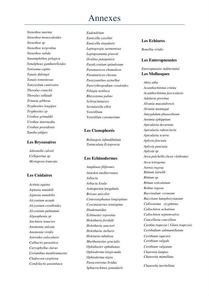 Initiation à la taxonomie des peuplements macrozoobenthiques du secteur centre et ouest de la côte Algérienne