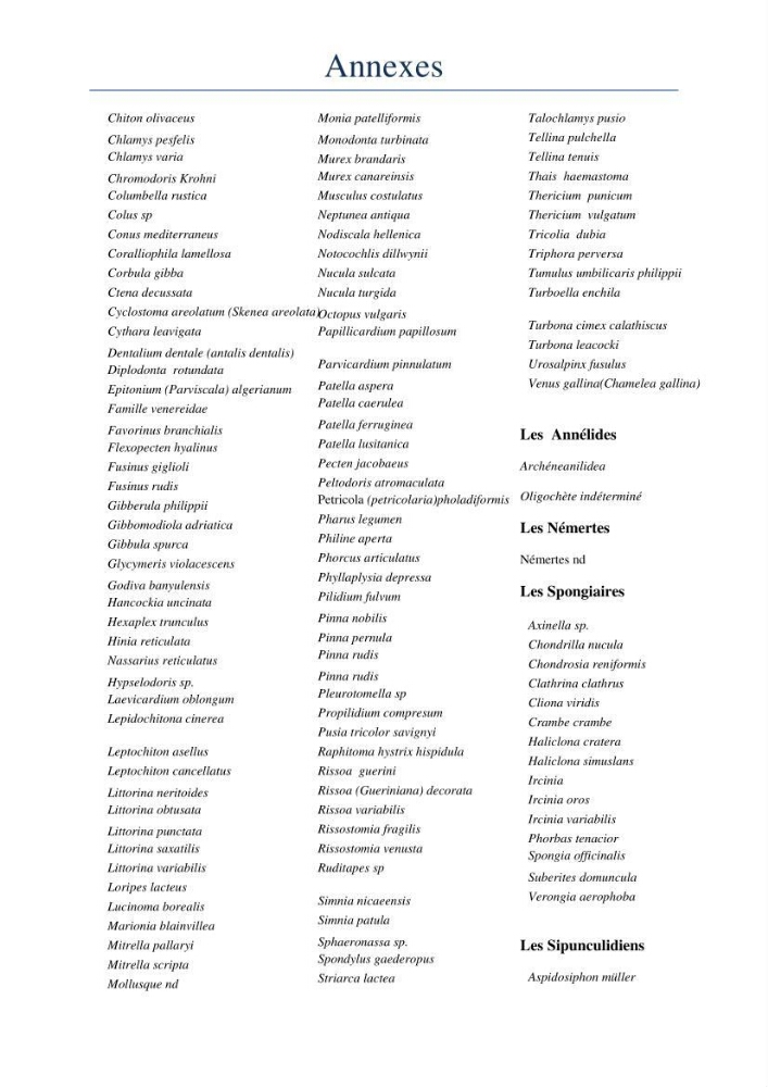 Initiation à la taxonomie des peuplements macrozoobenthiques du secteur centre et ouest de la côte Algérienne